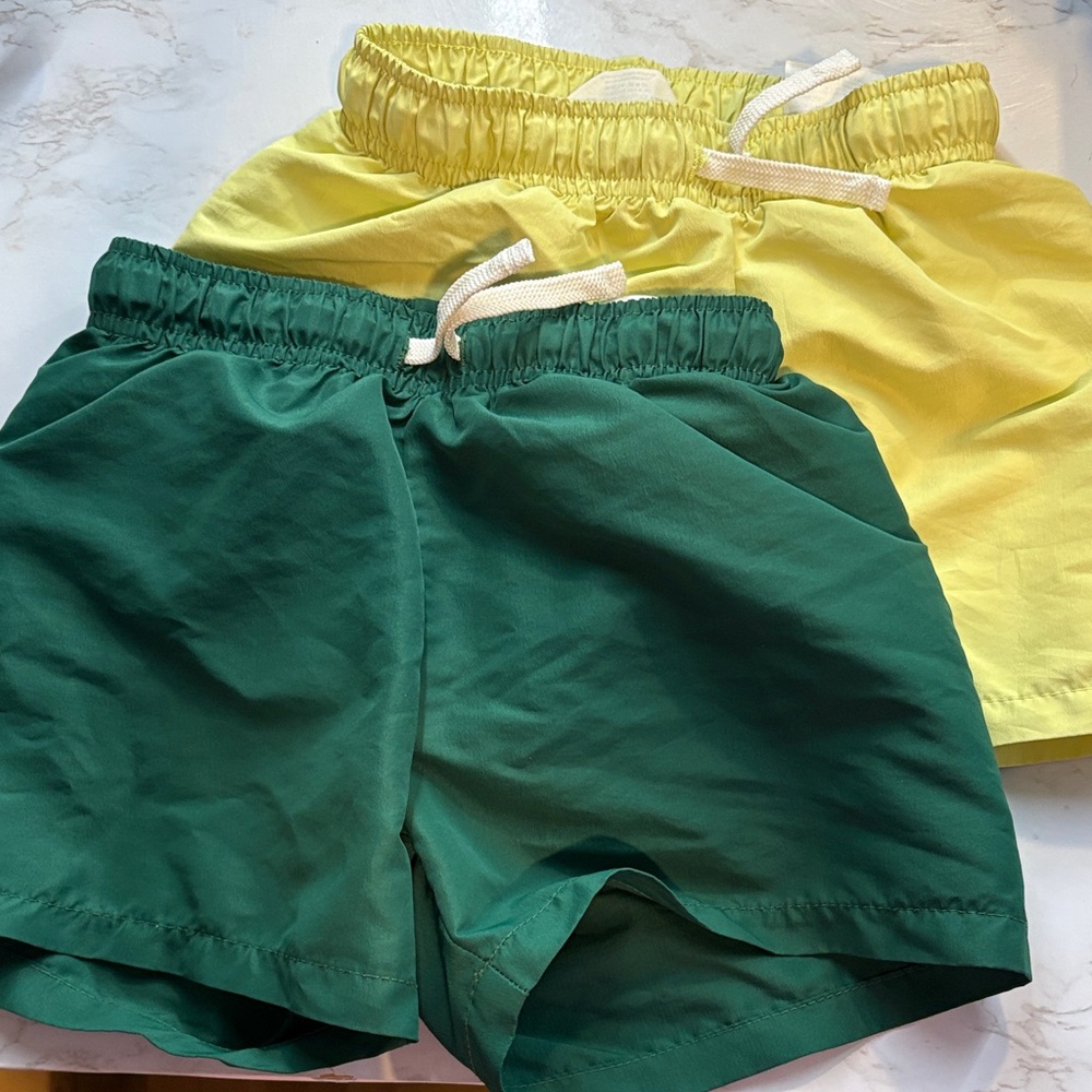 Kids Green and Yellow Swim Shorts